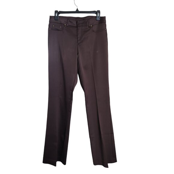 VTG Cache Y2K Silky‎ Satin Flare Pants Punk Chic 90s Women’s 6 (30x32") Brown - Picture 1 of 13
